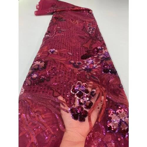 Beautiful Lace Fabric Stacked Sequins Embroidery Flowers French Tulle Mesh DIY Design Sewing Dress Party Skirt 5 Yards Wholesale