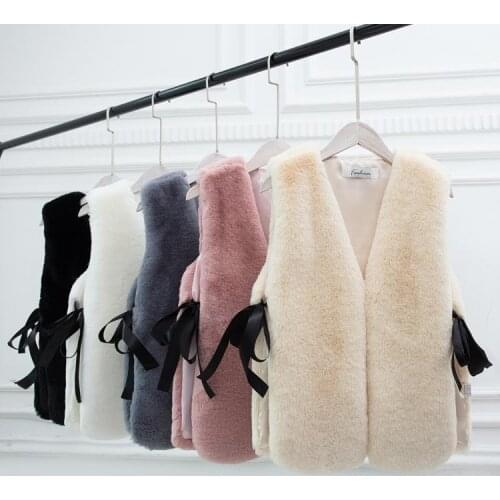 Jacket Vest Vest Womens Short Spring Autumn Clothing Wool Womens Vest Furry Coat Chaleco Mujer