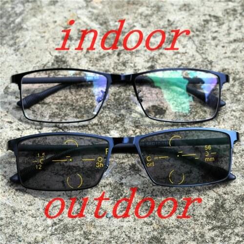 Square Photochromic multifocal reading glasses look far near bifocal lens computer reader women fashion reading glasses FML