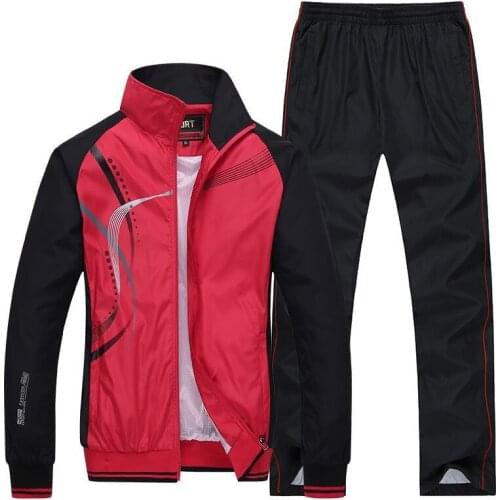 Mens Sportswear Spring Autumn 2 Piece Running Sets Sports Suit Jacket+Pant Sweatsuit Male Print Clothing Tracksuits Size L-5XL