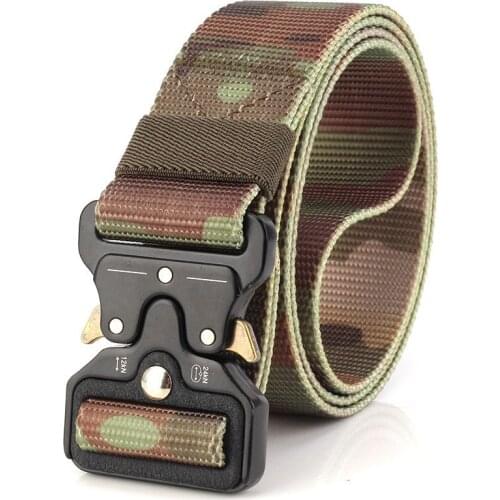 Men Waist Belt Military Adjustable Nylon Tactical Belt Army Combat Belt With Metal Buckle Outdoor Training Hunting Accessories