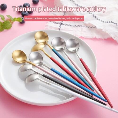 304 Stainless Steel Dinnerware Set Spoon Tea Spoon Dessert Coffee Ice Cream Spoons Kitchen Accessories Bar Tools Long Handle Spo