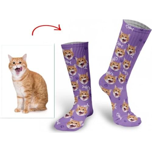 Cats Dogs Personalized Printed Socks Unisex DIY Design Customized Funny Pet Cotton Socks Harajuku Compression Socks for Female