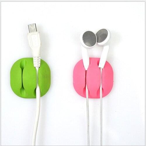 Newest 1pcs 2 ports Colorful Cable Clip Desk Tidy Wire Drop Lead USB Charger Mouse Cable Cord Organizer Table