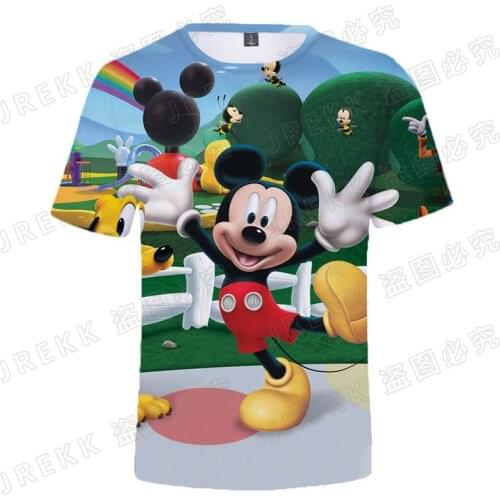2021 New Cartoon Anime Men Oversized T Shirt Mickey Mouse Disney 3D Print Short Sleeve Summer Boy Girl Kids Tee Tops