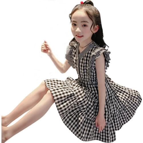 2021 new spring autumn summer Girls Kids plaid dress comfortable cute baby Clothes Children Clothing