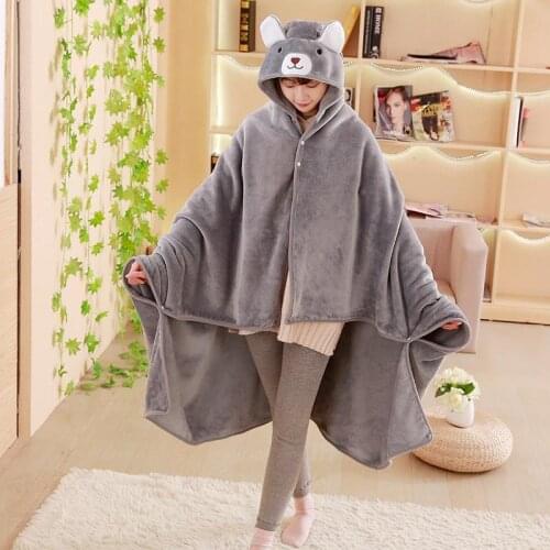 Blanket Cloak Multifunctional Design Keep Warm Blanket Clothes Nap Office Home TV Eat Breakfast Warm Blanket Cartoon Style F0295