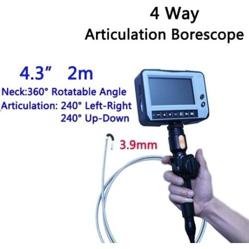3.9mm 4 Way Direction 2M Rotational Inspection Camera Industry Endoscope Video Borescope 4.3inch LCD USB SD Card ,VD-4ED39