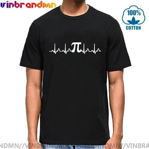 Simple Line Pi Day heartbeat T shirt men Funny Pi Rate Pulse T-shirts Math PI Electrocardiogram Tee shirt Summer hot sale tshirt