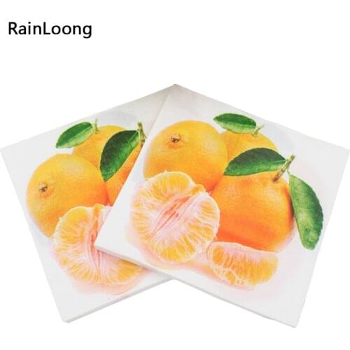 [RainLoong] Fruit ORange Dinner Napkins Application and Printed Feature Paper Serviettes 33*33cm 1 pack (20pcs/pack)