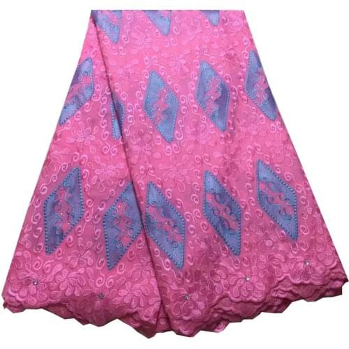 Pink 2021 Voile Lace In Switzerland High Quality African Cotton Lace Fabric With Stone For Nigerian Every Dress Party YPL11359