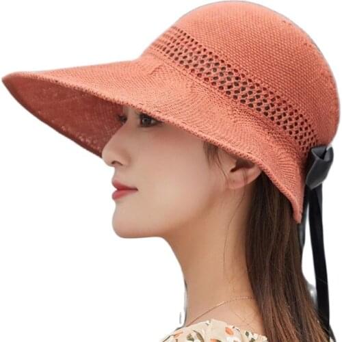Womens Sun Hat, Womens Bow Hat, Sun Visor, Hand With Straw Hat, Summer Sun Visor, Casual Hat, Empty Top Hat, Girl Beach Hat