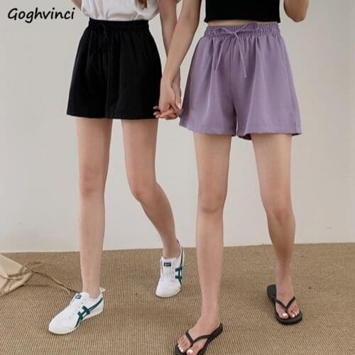 Shorts Women Solid Wide Leg Trousers Summer Female Breathable Korean Style High Waist Streetwear Loose Popular Running Casual