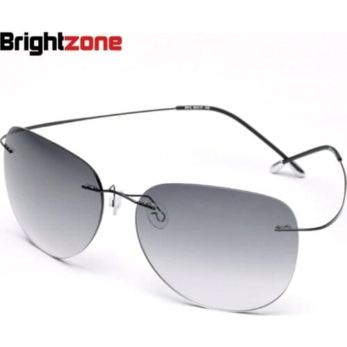 Highest quality New Titanium Frame Gradient Rimless Sunglasses Eyeglasses Men women Driving eyeglasses With Case Oculos de grau