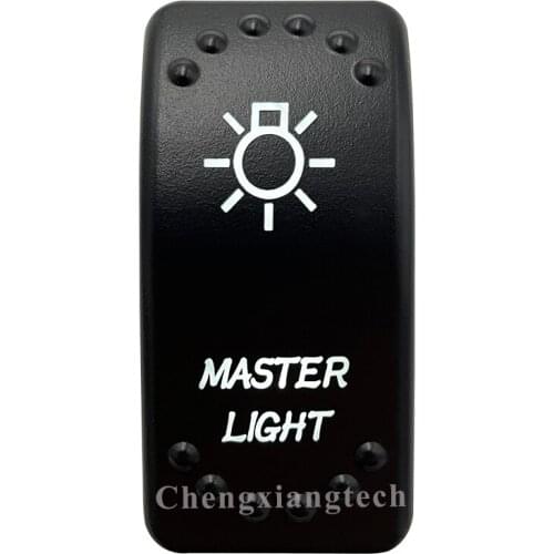 Dual White Led Light 12V 24V Car Boat Caravan Rocker Switch Laser Engraving MASTER LIGHT, 5 Pin On Off SPST Waterproof