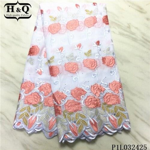 H&Q high quality swiss cotton dry lace fabric with rhinestones french embroidery fabric with stones 5 yards/piece for dress