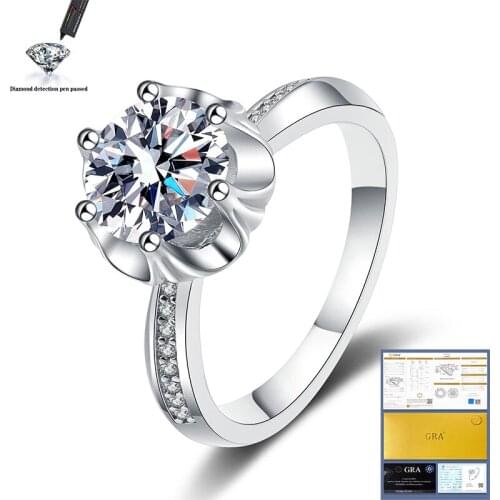 1ct Moissanite Ring Classic 925 Sterling Silver Luxury Wedding Engagement Rings For Women Anniversary Fine Jewelry Gift