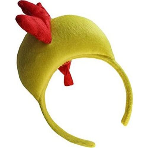 Animal Halloween Yellow Red 3D Cock Chicken Headband Headdress Head Band Hoop Unisex Party Costume Decor C66