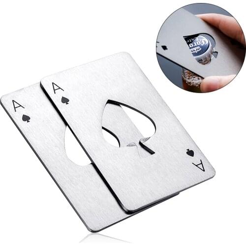 1/2Pcs Beer Bottle Opener Stainless Steel Poker Card Spade A Wine Beer Bottle Opener Can Jar Remover Bar Tool Kitchen Gadgets
