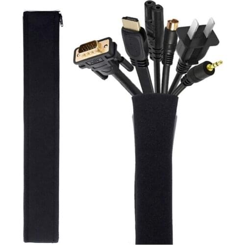 1 Pc Cable Management Cover Computer Cable Sorting Storage Cover With Zipper Cable Protection Cover Anti-static Odorless