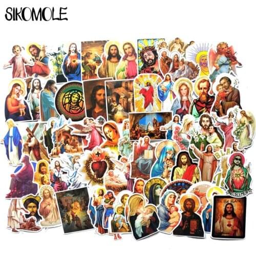 68pcs Jesus Christian Prayer Cartoon Stickers Toy Luggage PVC Sticker Motorcycle And Luggage Notebook Blessing Sticker F3