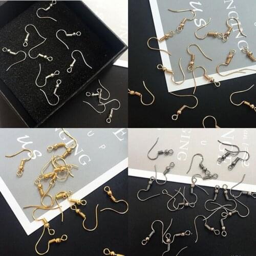 100pcs/lot Fashion 18mm Cheap Beads Iron Ear Hook Clasp with Bead Charms Earring Wires Fit Diy Jewelry Findings Wholesale Women