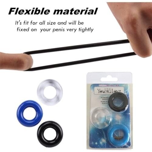 3pcs/set Silicone Cock Rings Delay Ejaculation Stretch Cockring Control Extender Flexible Glue Penis Ring For Man