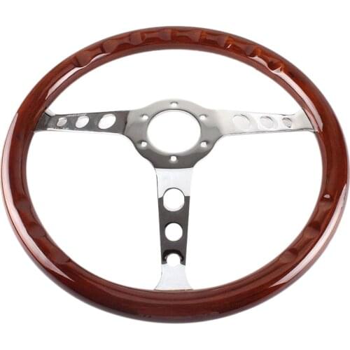 380mm 15 Inch Grant Clic Nostalgia Style Wood Grain Steering Wheel Clic Wheel Slotted 3 Spoke Steering Wheel Riveted Light