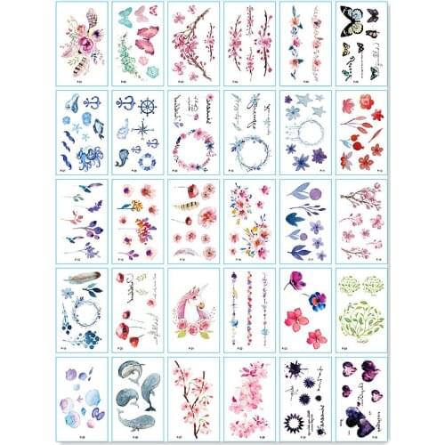 30PCS wreath Fashion Women Girl boys Temporary Tattoo Sticker Full Flower Arm Body Art Big Large Fake Tattoo Sticker