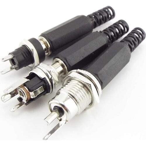 5PCS 12V 5.5 x 2.5mm Plastic Male Plugs DC Power Socket Female Jack Screw Nut Panel Mount Connector Adapter CCTV LED Strip