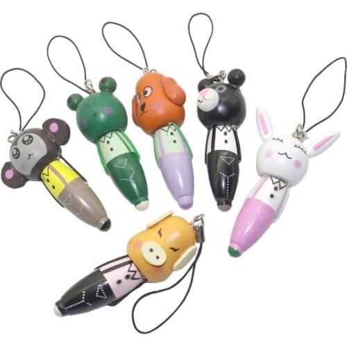 6pcs/lot Novelty Gift Wood Ballpoint Pen Animal Ortable Ballpen Caneta Stationary Office Material School Supplies