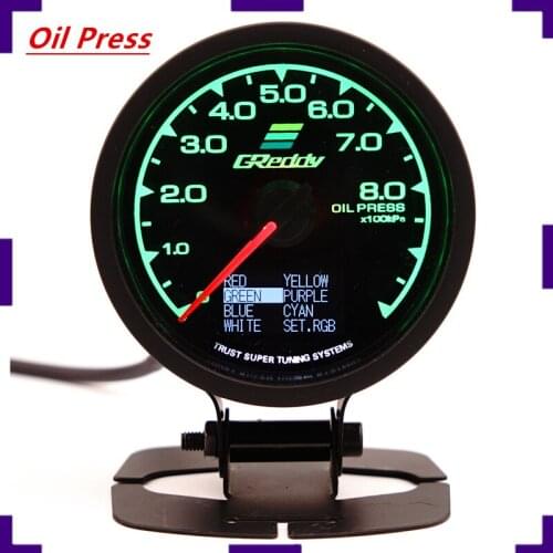 Racing Gauge GReddi Multi D/A LCD Digital Display Oil Pressure Gauge Car Gauge 2.5 Inch 62mm 7 Color in 1