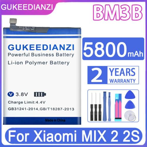 GUKEEDIANZI For Xiao Mi Replacement Battery BM3B For Xiaomi MIX 2 2S 5800mAh High Capacity Phone Batteries +Free Tools
