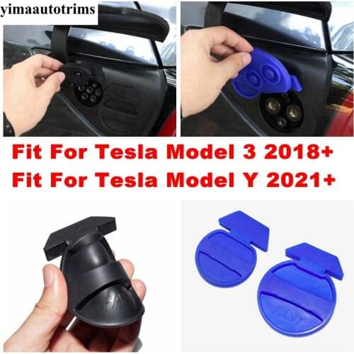 Black / Blue Accessories Fit For Tesla Model 3 2018 / Y 2021 Charging Port Waterproof Dust Protector Bezel Cover Trim Exterior
