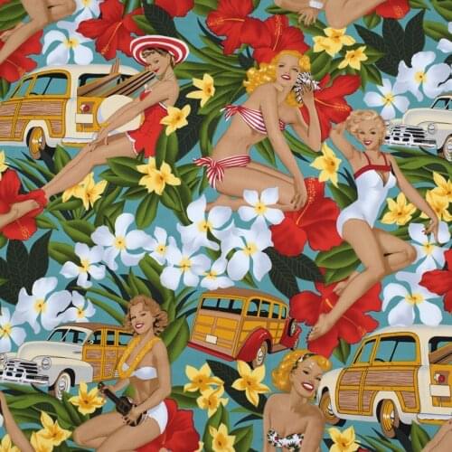 White Flower Car Monroe Reactive Dyeing Stretch Cotton Fabric For Summer Dress Telas Por Metros Tissu Au Metre Vestido Sewing