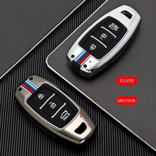 Car Key Fob Case Cover for Hyundai i30 Ix35 KONA Encino Solaris Azera Accent Santa Fe Ring Cover 3 Buttons Zinc Alloy Styling
