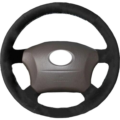 Black Alcantara Leather Suede DIY Car Steering Wheel Cover for Old Toyota Land Cruiser Prado 120
