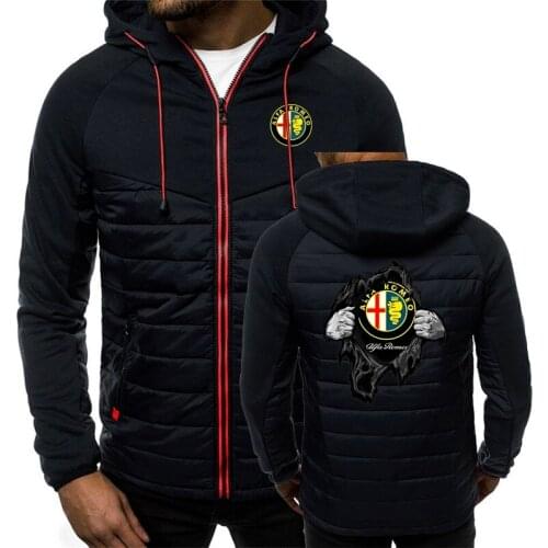 Spring Autumn Fashion Mens Alfa Romeo Logo Hoodie For Print Hooded Jacket Zipper Warm Fleece Padded Popular MC Coats M