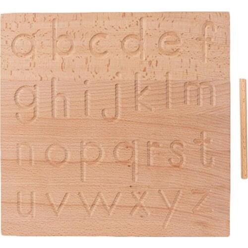 Wooden English Alphabet Board Wood Letters 0-9 Digitals Cognition Writing Tracing Board Montessori Letter Learning Toy for Kids