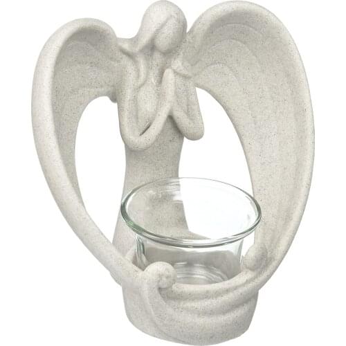 Resin Angel Figurine Tealight Holder, Memorial Grieving LED Tea Light Holder Stand, Fairy Decor Tabletop Decoration Ornament