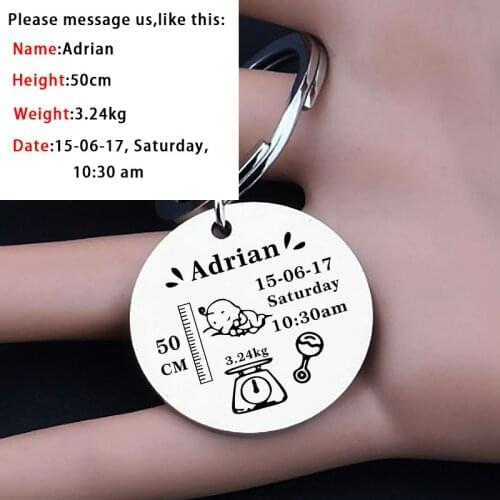 DIY Baby Keychain Name Newborn Birth Date Weight Height Commemorative Key Ring Mom Dad Gift Personalized Custom Jewelry Accesso