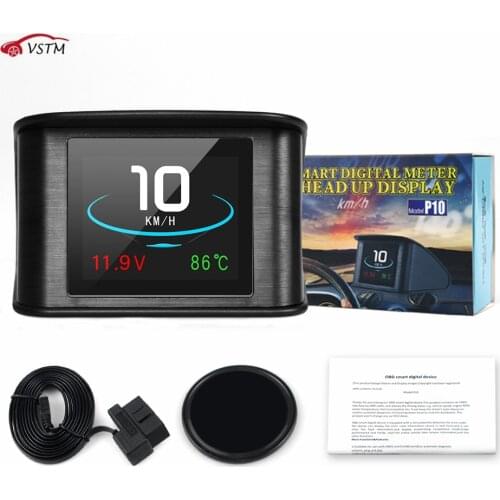 2021 P10 Head Up Display Trip On-board Computer Car Digital OBD2 Mileage Driving Computer Display Speedometer Temperature Gauge