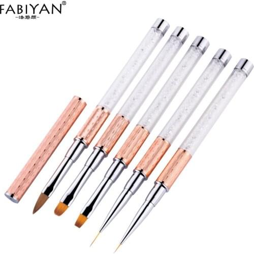 Nail Art Brush Pen Rhinestone Crystal Metal Acrylic UV Gel Polish Builder Flat Painting Drawing Lines Fin Tips DIY Tool Manicure