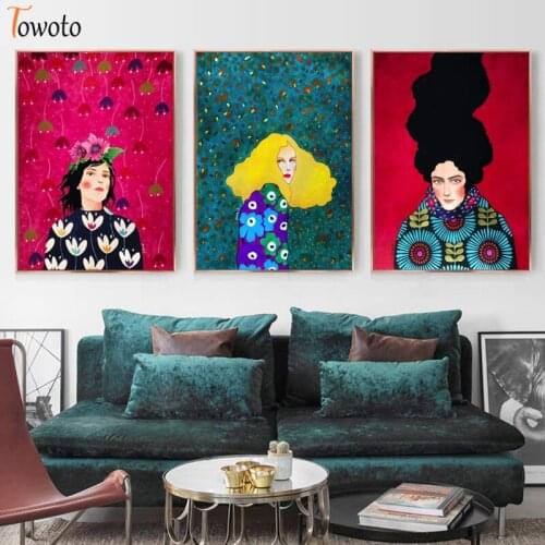 Girl Hair Flower Bird Wall Art Abstract Canvas Painting Nordic Poster Vintage Posters and Prints Picture Paintings Wall Decor
