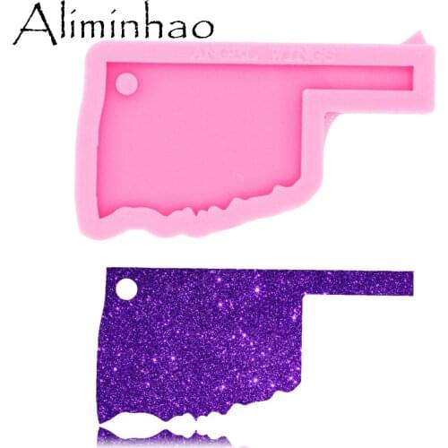 DY0229 Shiny Glossy USA State Map Oklahoma Shape Silicone Keychain Molds Epoxy and Resin Craft Mould