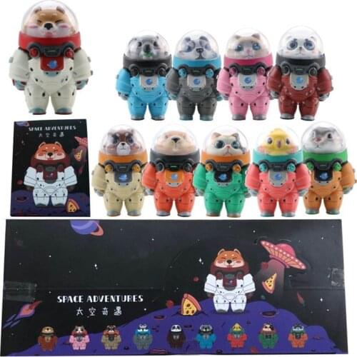 Space Adventure Figure Dolls Blind Box Mini Animal Astronaut Set Action Figures Model Kids Toy