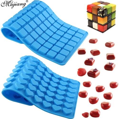 77 Cavity Square 70 Heart Silicone Mold Cake Decorating Ice Tray Jelly Chocolate Hard Candy Gummy Mold DIY Dessert Baking Moulds