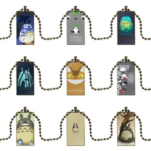 Fundas Kawaii My Neighbor Totoro Necklace Fashion Long Chain With Rectangle Necklace Jewelry For Women Christmas Gift