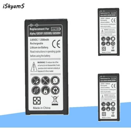ISkyamS 3x 2500mAh EB-BG850BBC Replacement Battery For Samsung Galaxy Alpha G850 G8508 G8508S G8509v G850F G850T