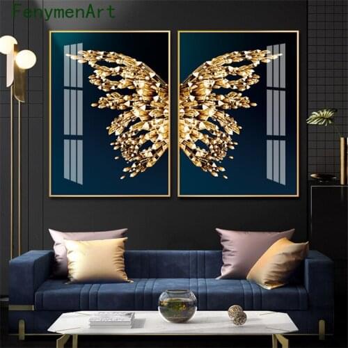 Golden butterfly Canvas Painting Gold Wings Posters And Prints Modern Style Wall Art Picture For Aisle Living Room bedroom Decor